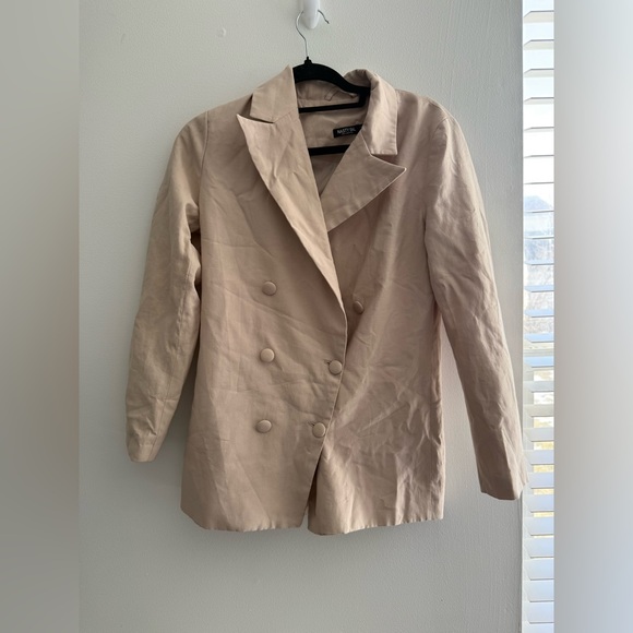 Nasty Gal Inc Long Sleeve Beige Nude Tan Button Up Blazer Size 2 - Picture 3 of 8